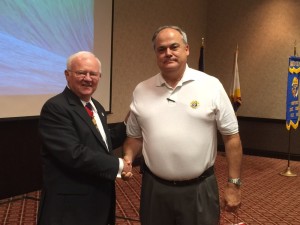 Brother Knight receiving award from State Deputy Frank Shay